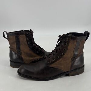 John Varvatos Hipster Biker Genuine Leather Lace Up Military Moto Combat Boots